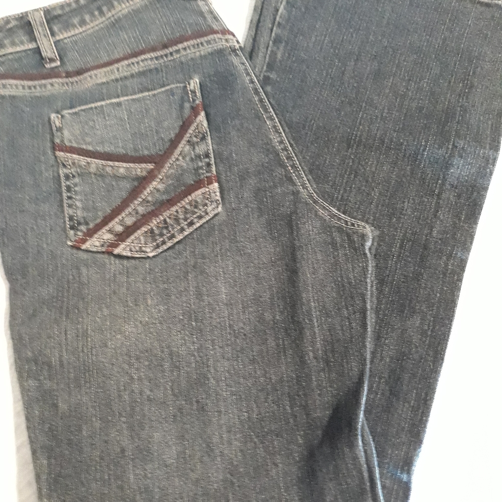 Dark blue boot cut and high rise jeans